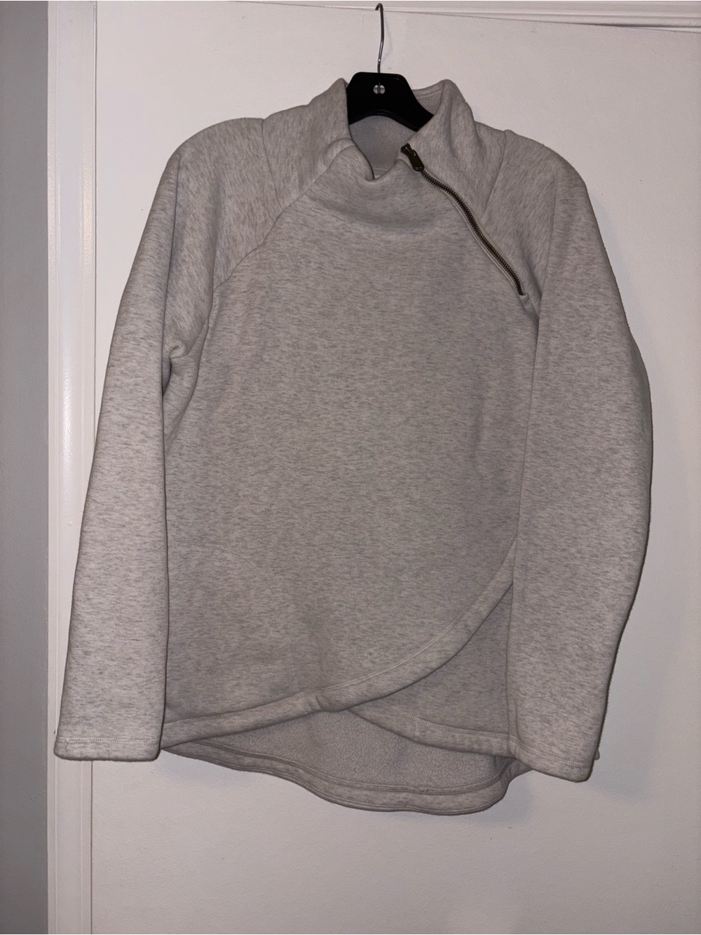 Athleta Light Gray Asymmetrical Zip-Up Pullover